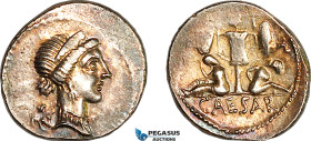 Roman Republic, Julius Caesar. (46- 45 BC) AR Denarius (4.02g). Military Mint traveling with Caesar in Spain. Obv.: Diademed head of Venus right, with...