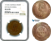 Australia, George V, 1 Penny 1919 (M), Melbourne & Sydney Mints, dot below bottom scroll, KM-23, MS 64 BN