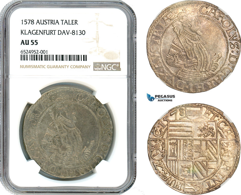 Austria, Archduke Charles, Taler 1578, Klagenfurt Mint, Silver, Dav-8130, Very r...