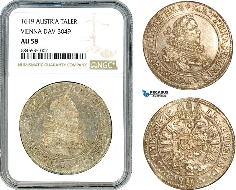 Austria, Matthias, Taler 1619, Vienna Mint, Silver, Dav-3049, Exceptional piece,...