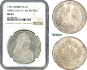 Austria, Maria Theresia, Taler 1766, Vienna Mint, Silver, Dav-1114, Very lustrous with light champagne toning, NGC MS 63, Top Pop! Single finest grade...