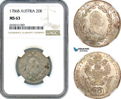 Austria, Joseph II, 20 Kreuzer 1786-B, Kremnitz Mint, Silver, KM 2069, Lovely lustrous example with light champagne toning, NGC MS 63