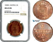 Austria, Franz Joseph, 2 Kreuzer 1848 A, Vienna Mint, Herinek 381, MS 65 BN
