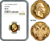 Austria, Franz Joseph, Ducat 1915, Restrike, Vienna Mint, Au, KM-2267, Fr-416, Prooflike, NGC MS 69