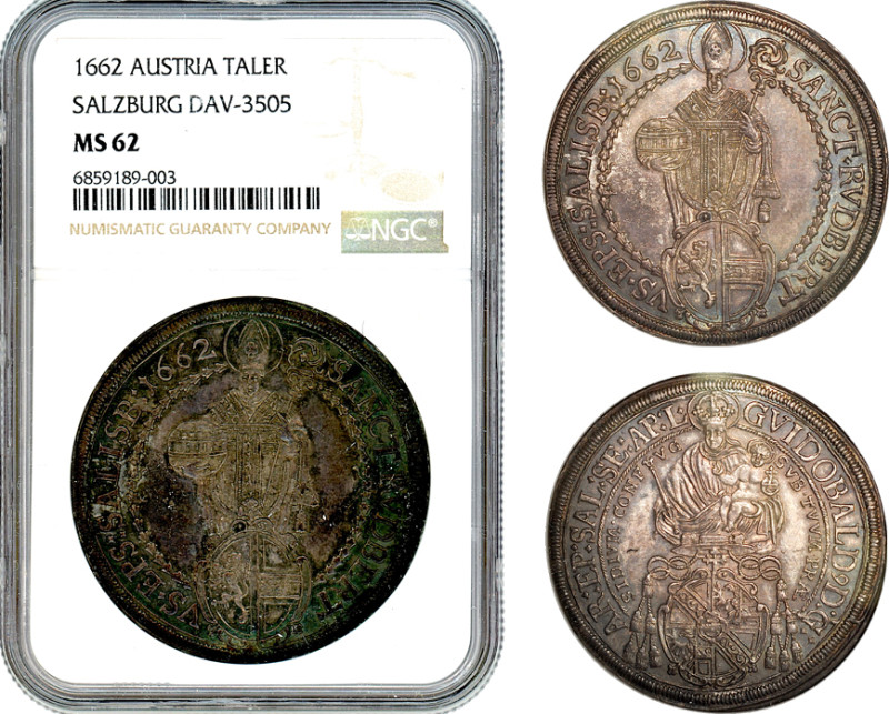 Austria, Salzburg, Guidobald von Thun, Taler 1662, Silver, Dav-3505, Lovely lust...