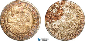 Austria, Bohemia, Albrecht von Wallenstein, 3 Kreuzer 1629, Sagan Mint, Silver (1.47g) Poley 155, Old cleaning and retoned with copper spot on Rev., E...