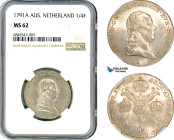 Austrian Netherlands, Leopold II, 1/4 Kronentaler 1791 A, Vienna Mint, Silver, Herinek 51, Lovely lustrous example, NGC MS 62, Top Pop! Single finest ...