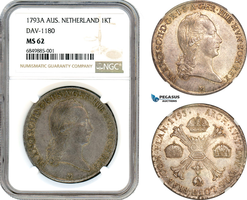 Austrian Netherlands, Francisc II, Kronentaler 1793 M, Milan Mint (Italy) Silver...
