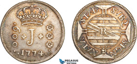Brazil, Jose I, 600 Reis 1774, Rio de Janeiro Mint, Silver, Gom.50.03, Old toning, Toned VF-EF
