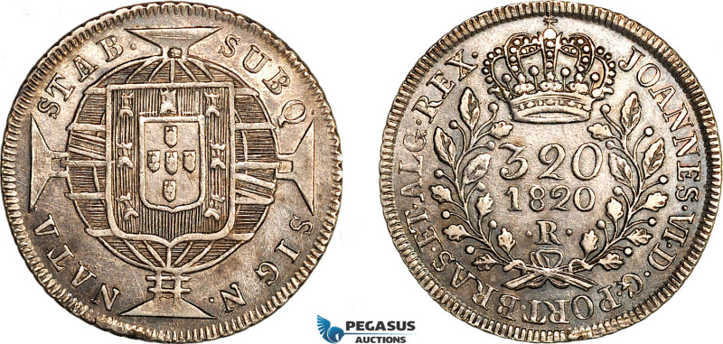 Brazil, Joao VI, 320 Reis 1820, Rio de Janeiro Mint, Silver, KM-324.2, Dark toni...