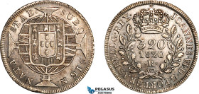 Brazil, Joao VI, 320 Reis 1820, Rio de Janeiro Mint, Silver, KM-324.2, Dark toning, VF-EF