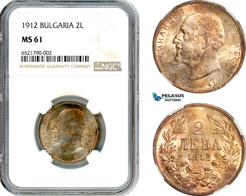 Bulgaria, Ferdinand I, 2 Leva 1912, Vienna Mint, Silver. KM-32, Lovely lustrous ...