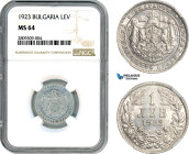 Bulgaria, Boris III, 1 Lev 1923, Aluminium, KM-35, NGC MS 64