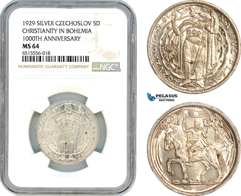 Czechoslovakia, 5 Ducats 1929 By O. Spaniel, Commemorating the 1,000th anniversa...