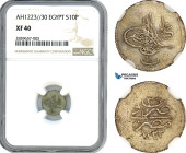 Egypt, Ottoman Empire, Mahmud II, 10 Para, AH1223//30, Misr Mint, Silver, KM-183, NGC XF 40