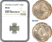 Egypt, Ottoman Empire, Abdul Hamid II, 1/10 Qirsh, AH1293//12, Misr Mint, Cu-Ni, KM-289, NGC MS 66