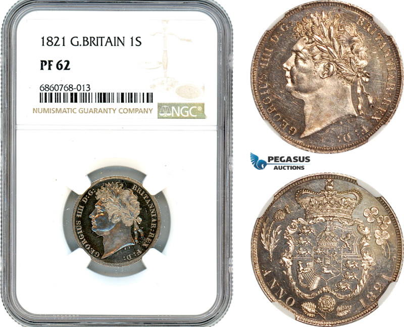 Great Britain, George IV, Shilling 1821, London Mint, Silver, KM-679, S-3810, Lo...