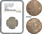 India, Bengal Presidency, Murshidabad, Rupee Year 19, Calcutta Mint, Silver, KM-99, Cabinet toning, NGC MS 62