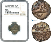 India, Maratha Confederacy, Alam II, Rupee Year 24 (1759-1806), Silver, KM- -, Dark cabinet toning, NGC MS 64
