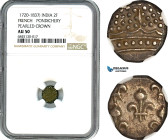 India, French India, 2 Fanon ND (1720-1837), Pondichery Mint, KM-48, Dark toning! NGC AU 50