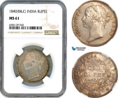 India, British India, Victoria, Rupee 1840 B&C, Bombay or Calcutta Mint, Silver, KM-458, Light champagne toning, NGC MS 61