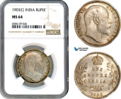India, British India, Edward VII, Rupee 1903 C, Calcutta Mint, Silver, KM-508, Light champagne toning, NGC MS 64