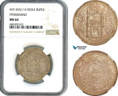 India, Hyderabad, Osman Ali Khan, AH1343//14 (1924) Rupee, Silver, Km-Y-53A, Lustrous with cabinet toning, NGC MS 64