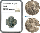 Iraq, Faisal I, 10 Fils AH1352//1933, London Mint, Ni, KM-98, Lustrous, NGC MS 62, Rare!