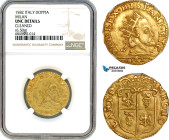 Italy, Milan, Phillip II, Doppia 1582, Gold, CNI V/251/61, NGC UNC Details