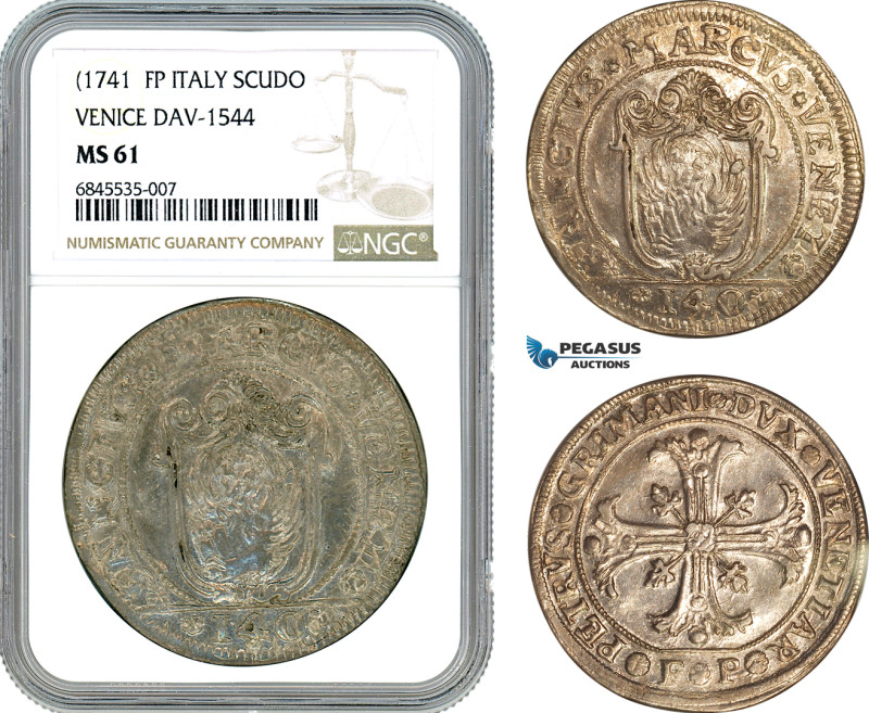 Italy, Venice, Pietro Grimani, Scudo ND (1741-52) FP, Silver, Dav-1544, Light lu...