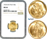 Italy, Victor Emanuele III, 50 Lire 1931 R IX, Rome Mint, Gold, KM-71, Fr-34, NGC MS 64