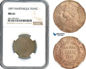 Martinique, French Colony, Franc 1897, Ni, KM-41, Old toning, NGC MS 61