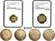 Morocco, Mohammed V, Set of 100 and 200 Franc Essai (Pattern) AH1327/1953, Paris Mint, Silver, Lec#287/Lec#290, Multicoloured toning, NGC PF 67