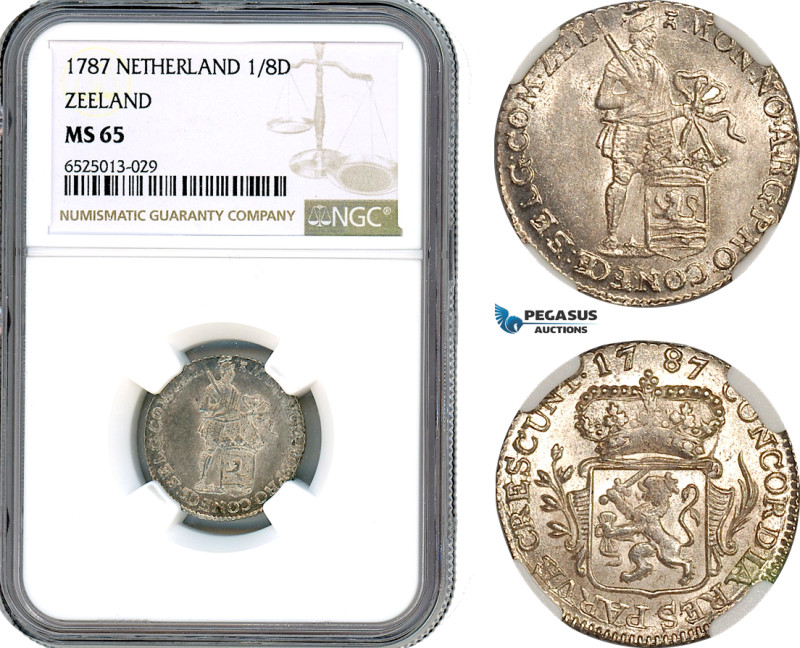 Netherlands, Zeeland, 1/8 Silver Ducat ("Pietje") 1787, Silver, KM-98a, Very lus...