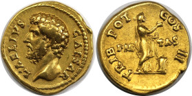 Römische Münzen, MÜNZEN DER RÖMISCHEN KAISERZEIT. Hadrianus, 117-138 n. Chr. - für Aelius. AV Aureus 137 n. Chr. (7,11 g) Vs.: Kopf l. Rs.: Pietas ste...