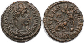 Römische Münzen, MÜNZEN DER RÖMISCHEN KAISERZEIT. Constantius II. (337-361 n. Chr). Follis, Siscia. (2,47 g. 18,0 mm) Vs.: DN CONSTANTIVS PF AVG, Büst...