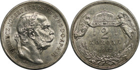 RDR – Habsburg – Österreich, KAISERREICH ÖSTERREICH. Österreich-Ungarn. Franz Joseph I. 2 Korona 1912 KB. 10,0 g. 0.835 Silber. 0.27 OZ. KM 493. Fast ...