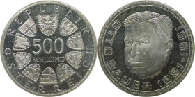 RDR – Habsburg – Österreich, REPUBLIK ÖSTERREICH. 100. Geburtstag von Otto Bauer. 500 Schilling 1981. 24,0 g. 0.640 Silber. 0.49 OZ. KM 2953. Polierte...