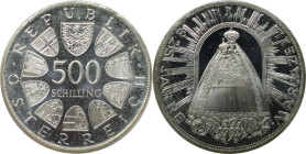 RDR – Habsburg – Österreich, REPUBLIK ÖSTERREICH. 825 Jahre Mariazell. 500 Schilling 1982. 24,0 g. 0.640 Silber. 0.49 OZ. KM 2958. Polierte Platte...