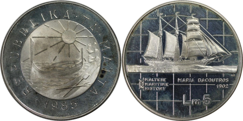 Europäische Münzen und Medaillen, Malta. Maria Dacoutros. 5 Liri 1985. 20,0 g. 0...