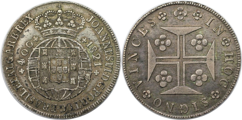 Europäische Münzen und Medaillen, Portugal. 400 Reis 1821. Silber. KM 358. Sehr ...