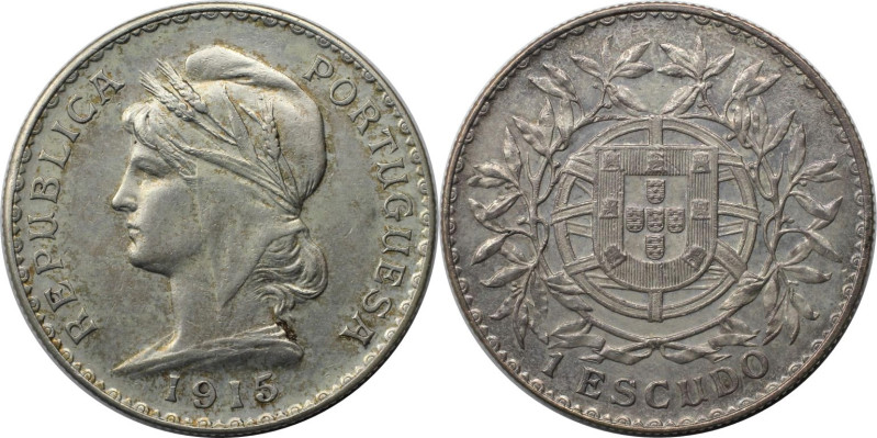 Europäische Münzen und Medaillen, Portugal. 1 Escudo 1915. Silber. KM 564. Vorzü...