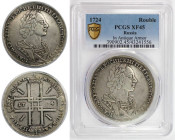 Russische Münzen und Medaillen, Peter I. (1699-1725). 1 Rubel 1724, Moskau, Roter Münzhof. Silber. KM 162.4, Dav. 1660. In Antique Armor. PCGS XF 45