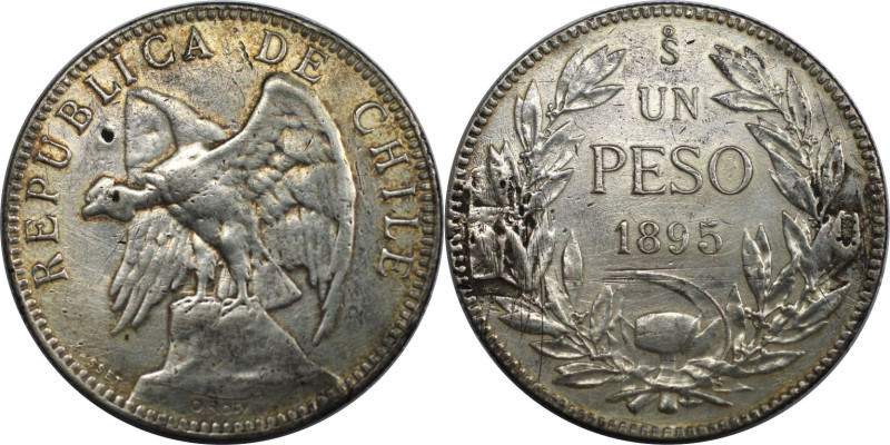 Weltmünzen und Medaillen, Chile. 1 Peso 1895 So. Silber. KM 152.1. Sehr schön-vo...