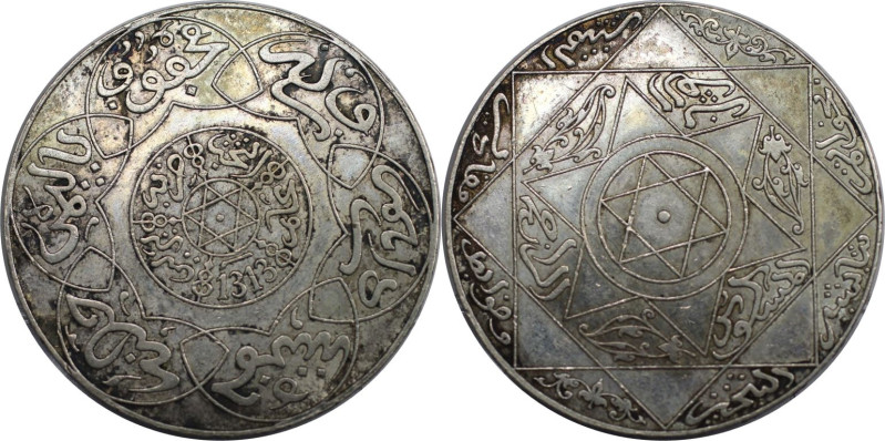 Weltmünzen und Medaillen, Marokko / Morocco. Abdul Aziz I. 5 Dirhams 1895 (AH 13...