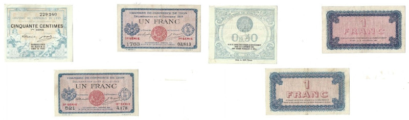 Banknoten, Frankreich / France, Lots und Sammlungen. Lyon. 50 Centimes 1917 und ...