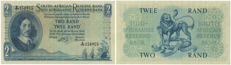 Banknoten, Südafrika / South Africa. 2 Rand ND (1962-1965). Erste Zeilen mit Ban...