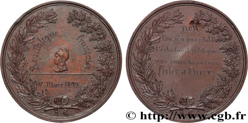 SECOND REPUBLIC
Type : Médaille, Exécution des assassins du Général de Bréa 
Dat...