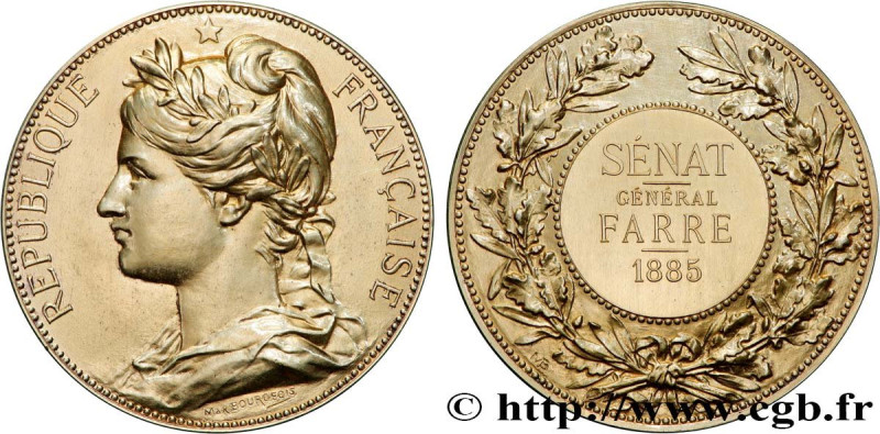 III REPUBLIC
Type : Médaille, Sénat, Général Farre 
Date : 1885 
Metal : gold pl...