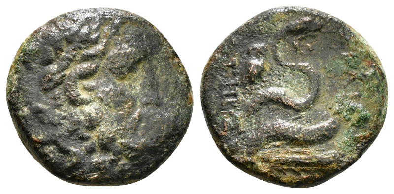 MYSIA. Pergamon. Ae (Early-mid 2nd century BC).
Obv: Laureate head of Asklepios ...